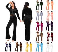 Zeiayuas Women Velour Tracksuit Lounge Wear Full Sets Soft Warm 2 Piece Outfit Ladies Casual Zip Up Jacket Top and Drawstring Bottoms Set Velvet Sweatsuit Loungewear Sportswear Pajamas Set