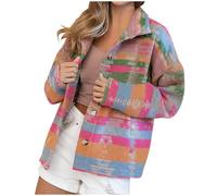 Zeiayuas Women Winter Jacket Warm Fleece Coat Button Down Outerwear with Pockets Thicken Plush Coats Winter Warm Outwear Vintage Aztec Print Casual Loose Overcoat Shacket for Ladies UK