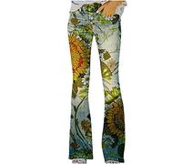 Zeiayuas Women Y2K Low Waisted Pants Graphic Floral Patterned Button Wide Leg Denim Jeans Straight Casual Loose Baggy Trousers Vintage Streetwear