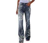 Zeiayuas Women Y2K Low Waisted Pants Graphic Floral Patterned Button Wide Leg Denim Jeans Straight Casual Loose Baggy Trousers Vintage Streetwear