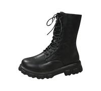 Zeiayuas Womens Ankle Boots Ladies Chunky Heel Punk Combat Boots Laace Up Zipper Working Utility Walking Biker Shoes Mid Calf Motorcycle Western Booties Ladies