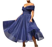 Zeiayuas Women's Chiffon V Neck Ruffle Maxi Evening Prom Dress Ladies Wedding Guest Outfit Plus Size Empire High Waist Sequins Bandeau Evening Bridesmaid Dresses Blue