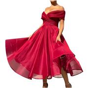 Zeiayuas Women's Chiffon V Neck Ruffle Maxi Evening Prom Dress Ladies Wedding Guest Outfit Plus Size Empire High Waist Sequins Bandeau Evening Bridesmaid Dresses Red