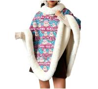 Zeiayuas Womens Christmas Cloak Santa Claus Cape Velvet Fleece Red Cape Fancy Dress Mantle Teenager Magician Outfit Dress up Gown Faux Fur Cardigan Fluffy Thicken Plush Coat Winter Poncho Shawl