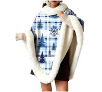 Zeiayuas Womens Christmas Cloak Santa Claus Cape Velvet Fleece Red Cape Fancy Dress Mantle Teenager Magician Outfit Dress up Gown Faux Fur Cardigan Fluffy Thicken Plush Coat Winter Poncho Shawl