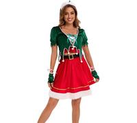 Zeiayuas Women's Christmas Costumes Elf Costume Adult Deluxe Santa Cosplay Suit Cute Santa Dress Elf Santa Helper Costume Green Cosplay Party for Men