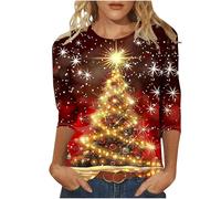 Zeiayuas Women's Christmas Tree Jumper Ladies Funny Novelty Graphic Pullover Xmas Tree Sequin Printed Sweatshirt Long Sleeve Xmas Snowflake Pullover Oversized Christmas Shirts Top
