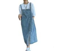 Zeiayuas Women's Denim Pinafore Vintage Classic Suspender Maxi Skirts Adjustable Strap A Line Long Overall Dungarees Dress with Pocket Ladies Baggy Jumpsuits Playsuits