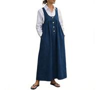 Zeiayuas Women's Denim Pinafore Vintage Classic Suspender Maxi Skirts Adjustable Strap A Line Long Overall Dungarees Dress with Pocket Ladies Baggy Jumpsuits Playsuits