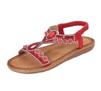 Zeiayuas Women's Diamond Sandals Elastic Slingback Sandals Ladies Gladiator Bohemian Rhinestone Roman Sandal Sparkling Beach Holiday Retro Flats Outdoor T-bar Sandal Summer Open Toe Shoes