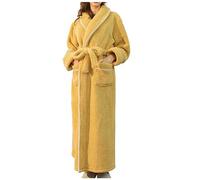 Zeiayuas Womens Dressing Gown Full Length Fluffy Bath Robes Ladies Super Soft Bathrobe Winter Cozy Plush Fleece Bath Robe with Pockets Warm Loungewear Long Robe Nightwear Gifts for Her