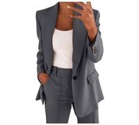 Zeiayuas Women's Elegant Wedding Suit Long Sleeve Button Blazer with High Waist Pants Set 2 Piece Outfits for Business Work Office Formal Trouser Suits Two Piece Ladies Blazers Suit Plus Size 22