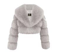 Zeiayuas Womens Faux Fur Coat Luxury Thick Outerwear Winter Shaggy Cropped Coat Open Front Plush Warm Fluffy Cardigan Overcoat Long Sleeve Thicken Plush Jackets Oversized Tops