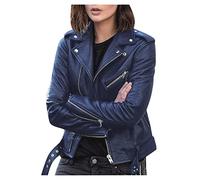 Zeiayuas Womens Faux Leather Jacket Zip Up Motorcycle PU Moto Biker Outwear Slim Fitted Short Moto Jacket Turndown Neck Zipper Long Sleeve Biker Coat with Pockets
