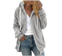 Zeiayuas Women's Fleece Hoodie Zip up Long Sleeve Hoodies Fluffy Fuzzy Hooded Sweatshirts Ladies Teddy Bear Coat Autumn Winter Plush Warm Jacket Sherpa Faux Fur Coat Outerwear