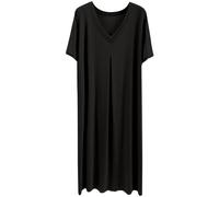 Zeiayuas Women's Grey Floral V-Neck One Shoulder Backless Casual Nightdress