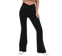 Zeiayuas Women's Jeans Flared Leg Demin Trousers Plus Size Casual Loose Retro Jean Mid Waisted Work Jogger Hole Flare Yoga Sports Gym Pants with Pockets Black