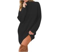 Zeiayuas Womens Jumper Dresses UK Sale Clearance Ladies Chunky Cable Knit Dress Long Sleeve Turtle Neck Knitted Pullover Dress Fall Winter Loose Midi Dresses Elegant Sweater Dress