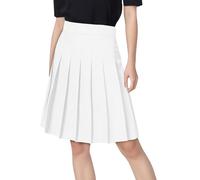 Zeiayuas Womens Knee Length Pleated Skirt Ladies Plain Flared Skater Midi Skirt Plus Size Girls High Waist Black School Uniform Casual A-Line Dinner Dancing Skirts Tennis School Skirts