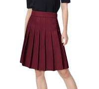 Zeiayuas Womens Knee Length Pleated Skirt Ladies Plain Flared Skater Midi Skirt Plus Size Girls High Waist Black School Uniform Casual A-Line Dinner Dancing Skirts Tennis School Skirts