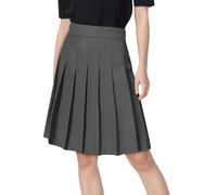 Zeiayuas Womens Knee Length Pleated Skirt Ladies Plain Flared Skater Midi Skirt Plus Size Girls High Waist Black School Uniform Casual A-Line Dinner Dancing Skirts Tennis School Skirts