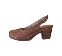 Zeiayuas Womens Mid Cuban Heel Mary Jane Ladies Close Toe Sandals Comfort Grip Sole Brogues Sandals Shoes Ankle Strap Pumps Chunky Heel Sandal Smart Work Summer Casual Brogue Shoes