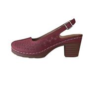 Zeiayuas Womens Mid Cuban Heel Mary Jane Ladies Close Toe Sandals Comfort Grip Sole Brogues Sandals Shoes Ankle Strap Pumps Chunky Heel Sandal Smart Work Summer Casual Brogue Shoes