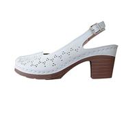 Zeiayuas Womens Mid Cuban Heel Mary Jane Ladies Close Toe Sandals Comfort Grip Sole Brogues Sandals Shoes Ankle Strap Pumps Chunky Heel Sandal Smart Work Summer Casual Brogue Shoes