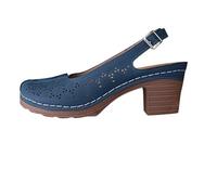 Zeiayuas Womens Mid Cuban Heel Mary Jane Ladies Close Toe Sandals Comfort Grip Sole Brogues Sandals Shoes Ankle Strap Pumps Chunky Heel Sandal Smart Work Summer Casual Brogue Shoes