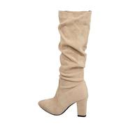 Zeiayuas Women's Over The Knee Thigh High Cowboy Boots Long Stretch Blocked Heel Pointed Toe Western Boots Ladie PU Leather Fall Winter Booties UK