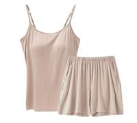 Zeiayuas Womens Pyjamas Shorts Set Ladies Sleeveless Vest Tops with Built in Bra and Shorts Pajamas Summer Loungewear Pjs Sets Casual Loose 2 Piece Outfits Ultra Soft Sleepwear Nightwear Lounge Set