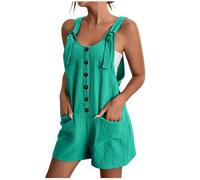 Zeiayuas Womens Shorts Jumpsuits Wide Leg Jumpsuit Summer Romper Pockets Loose Fit Dungarees Playsuits Round Neck All in One Playsuit Onesies Solid Color Lace Floral Shorts Pants for Ladies