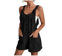 Zeiayuas Womens Shorts Jumpsuits Wide Leg Jumpsuit Summer Romper Pockets Loose Fit Dungarees Playsuits Round Neck All in One Playsuit Onesies Solid Color Lace Floral Shorts Pants for Ladies