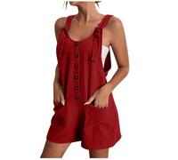 Zeiayuas Womens Shorts Jumpsuits Wide Leg Jumpsuit Summer Romper Pockets Loose Fit Dungarees Playsuits Round Neck All in One Playsuit Onesies Solid Color Lace Floral Shorts Pants for Ladies