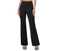 Zeiayuas Womens Straight Leg Trousers High Waisted Long Pants Tailored Office Work Smart Formal Trousers Loose Fit Full Length Trousers Ladies Casual Flare Pants Solid Color Bottoms with Pocket Black