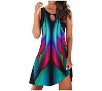 Zeiayuas Women's Summer Cold Shoulder Short Sleeve Midi Dress Ladies V Neck Elegant Mini Dresses Party Beach Evening Prom Dress Floral Print Casual Sundress UK