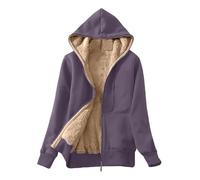 Zeiayuas Womens Zip up Hoodie Winter Warm Sherpa Lined Hooded Sweatshirt Plain Jacket Teddy Bear Coat Cosy Soft Fleece Blanket Fuzzy Fluffy Outerwear Plush Thicken Coats with Pocket