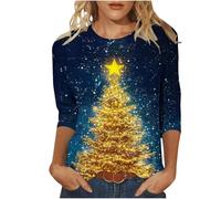Zeiayuas Xmas Jumper for Womens, Christmas Jumpers Funny Novelty Graphic Sweatshirt Snowflake Print Cute Pullover Casual Long Sleeve Crewneck Tops Reindeer Christmas Tree Xmas Sweatshirts Top Ladies