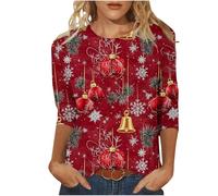 Zeiayuas Xmas Jumper for Womens, Christmas Jumpers Funny Novelty Graphic Sweatshirt Snowflake Print Cute Pullover Casual Long Sleeve Crewneck Tops Reindeer Christmas Tree Xmas Sweatshirts Top Ladies