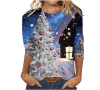 Zeiayuas Xmas Jumper for Womens Sale Clearance, Christmas Funny Novelty Graphic Sweatshirt Cute Elk Print Pullover Casual Long Sleeve Crewneck Tops Reindeer Christmas Tree Xmas Sweatshirts Top Ladies