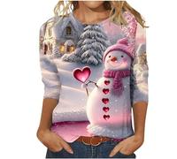 Zeiayuas Xmas Jumper for Womens Sale Clearance, Christmas Funny Novelty Graphic Sweatshirt Cute Elk Print Pullover Casual Long Sleeve Crewneck Tops Reindeer Christmas Tree Xmas Sweatshirts Top Ladies