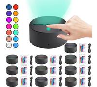 ZEID 10-Pack 3D Night Scene LED Lamp Holder with Remote Control and USB Cable Adjustable 16 Colors Decorative Light Gradient Touch Remote Adjustable Boy Girls Birthday Gift Decoration Black