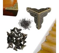 ZEID 50Pcs Stair Dust Corners for Wooden Steps, Stair Dust Corners Decorative, Antique Dust Corners for Stairs, Star Dust Corners for Stairs, Stair Corner Dust Guards,Bronze