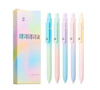 ZEID Gradient Gel Pen Set, 5Pcs Press Type Quick Drying Carbon Gel Pens with Fidget Ball, 0.5mm Black Ink Pens for Journaling Note Taking (1Set A, Black)