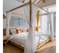 Zeihyeurus Four Poster Bed Curtains,4 Corners Posts Canopy Bed Curtain,Four Corner Posts Beds Curtains,Luxury Princesses Beds Canopy,3 Side Opening,Easy Install,For Bedroom Decoration