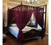 Zeihyeurus Four Poster Bed Curtains,4 Corners Posts Canopy Bed Curtain,Four Corner Posts Beds Curtains,Luxury Princesses Beds Canopy,3 Side Opening,Easy Install,For Bedroom Decoration