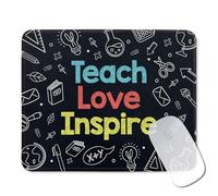 ZEIKAEYR Funny Teacher Mouse Pad Gifts - Teach Love Inspire - Non-Slip Mousepad with Stitched Edge - Rectangular Mouse Mat for Laptop - Thank You Gifts for Teacher, Tutor, Educator, Coworker, Friend