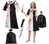 ZeiLaBang Kakadi Art The Clown Cosplay, Halloween Terrifier Clown Costume, Black White Clown Jumpsuit, Halloween Carnival Horror Suit Set, for Halloween, Carnival, Party, Masquerade Fancy Dress