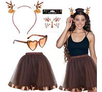 ZeiLaBang Kakadi Deer Costume Women, Deer Headband Women, Women's Antlers Costume, Reindeer Carnival Women's Costume, Carnival Costume Women Girls, Reindeer Antlers Headband with Reindeer Ears