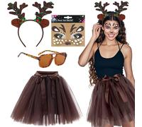 ZeiLaBang Kakadi Deer Costume Women, Deer Headband Women, Women's Antlers Costume, Reindeer Carnival Women's Costume, Carnival Costume Women Girls, Reindeer Antlers Headband with Reindeer Ears